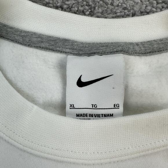 Nike Club Fleece Sweatshirt Mens XL White Crewneck Tennis Pullover Swoosh Crew - Picture 4 of 9